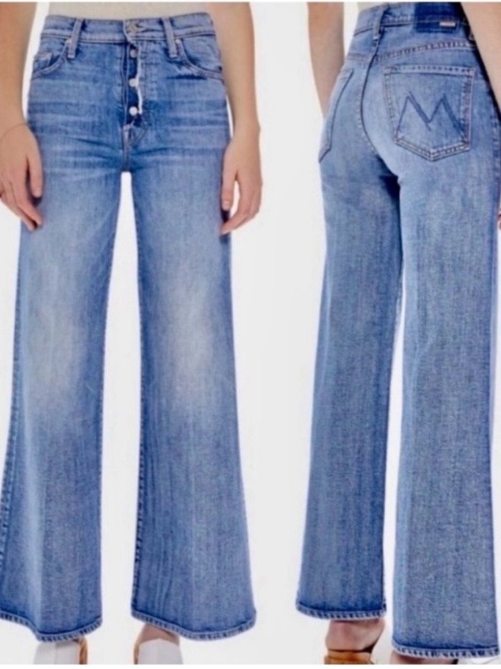 NWOT MOTHER Fly Cut Tomcat Roller High-Rise Wide Leg Jeans Size 32 Has Stretch
